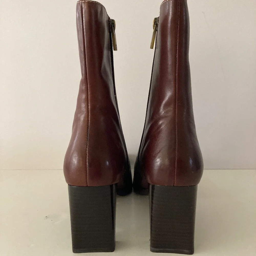 Anne Klein Brown Leather Ankle Boots/3